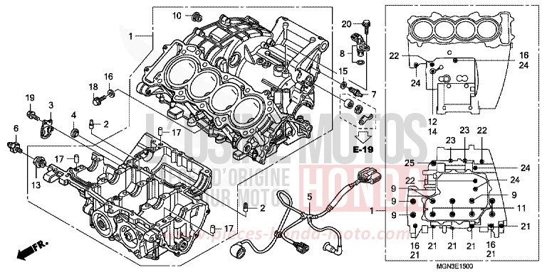 CARTER MOTEUR de CBF600S ABS PEARL SIENA RED (R320) 2010